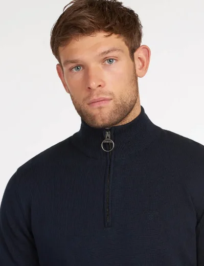Barbour Cotton Half Zip Knitted Sweater | Navy