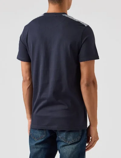 Weekend Offender Diaz Check Shoulder T-Shirt | Navy / Blue Check