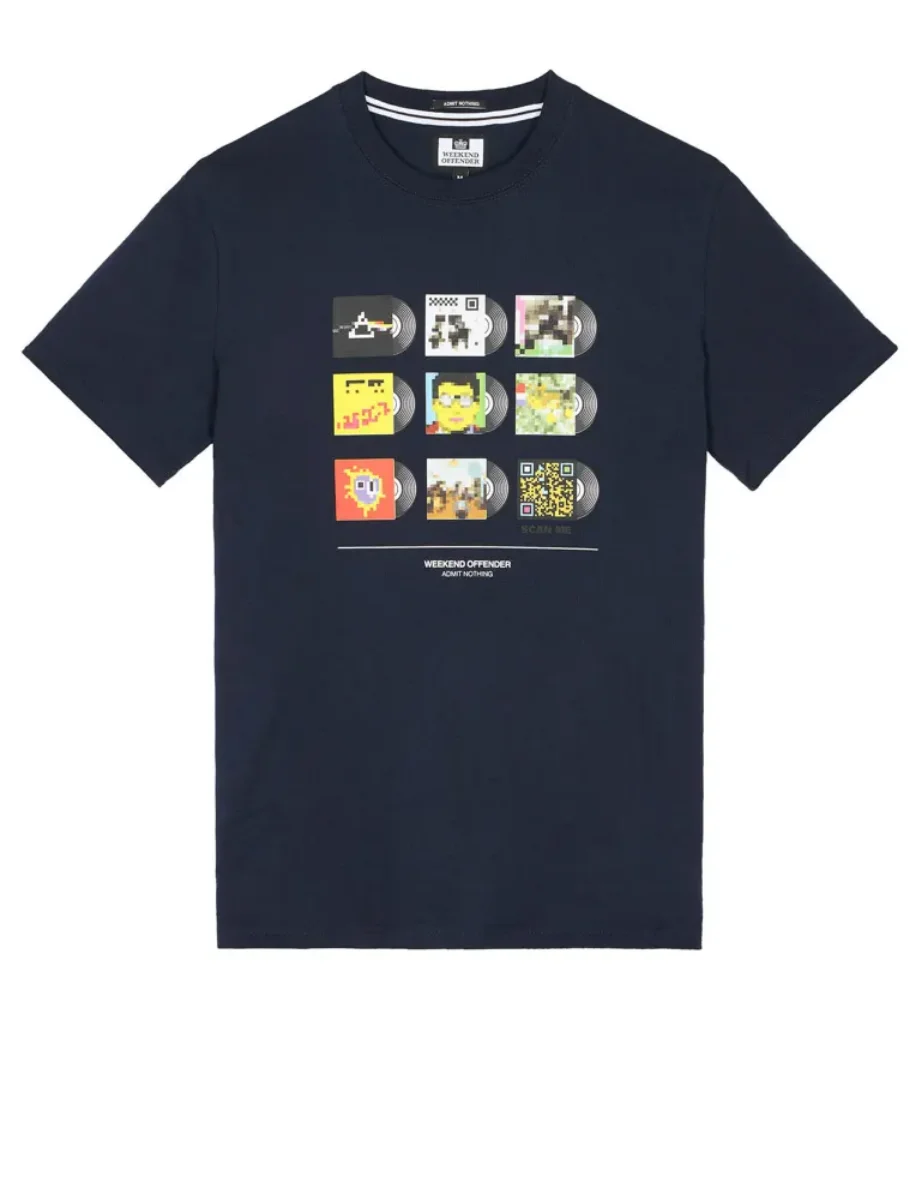 Weekend Offender Sleeves Graphic Print T-Shirt | Navy