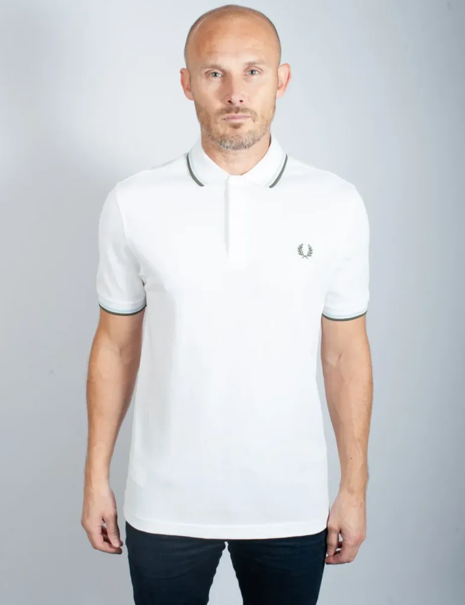 Fred Perry Twin Tipped Polo Shirt | White/Ice/Green