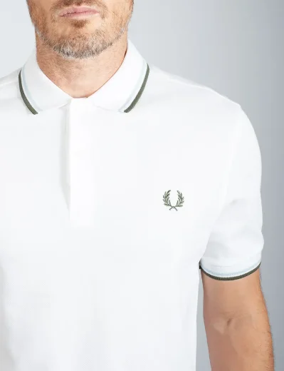 Fred Perry Twin Tipped Polo Shirt | White/Ice/Green