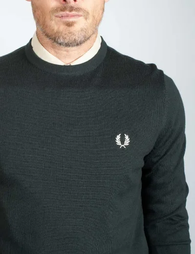 Fred Perry Classic Crew Neck Knitted Jumper | Night Green