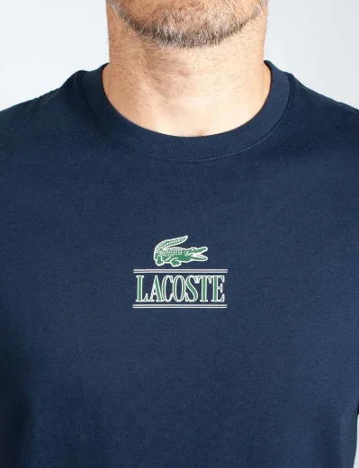 Lacoste Men's Regular Fit Cotton Jersey Branded T-Shirt | Navy