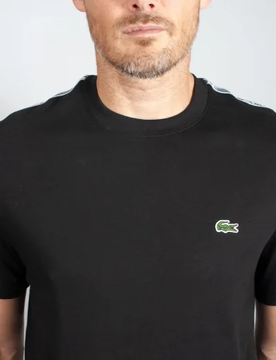 Lacoste Men's Regular Fit Logo Stripe T-Shirt | Black