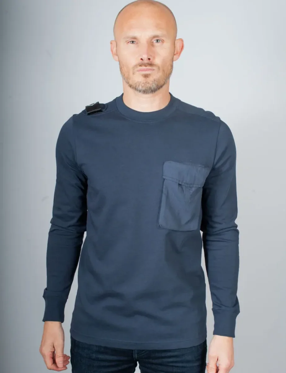 MA Strum LS Cargo Pocket T-Shirt | Ink Navy