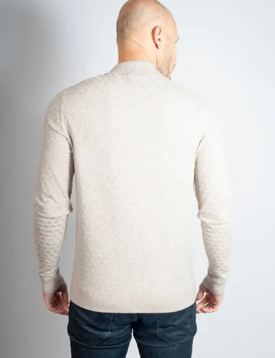 Ted Baker Morar Long Sleeved Knitted Polo Shirt | Beige