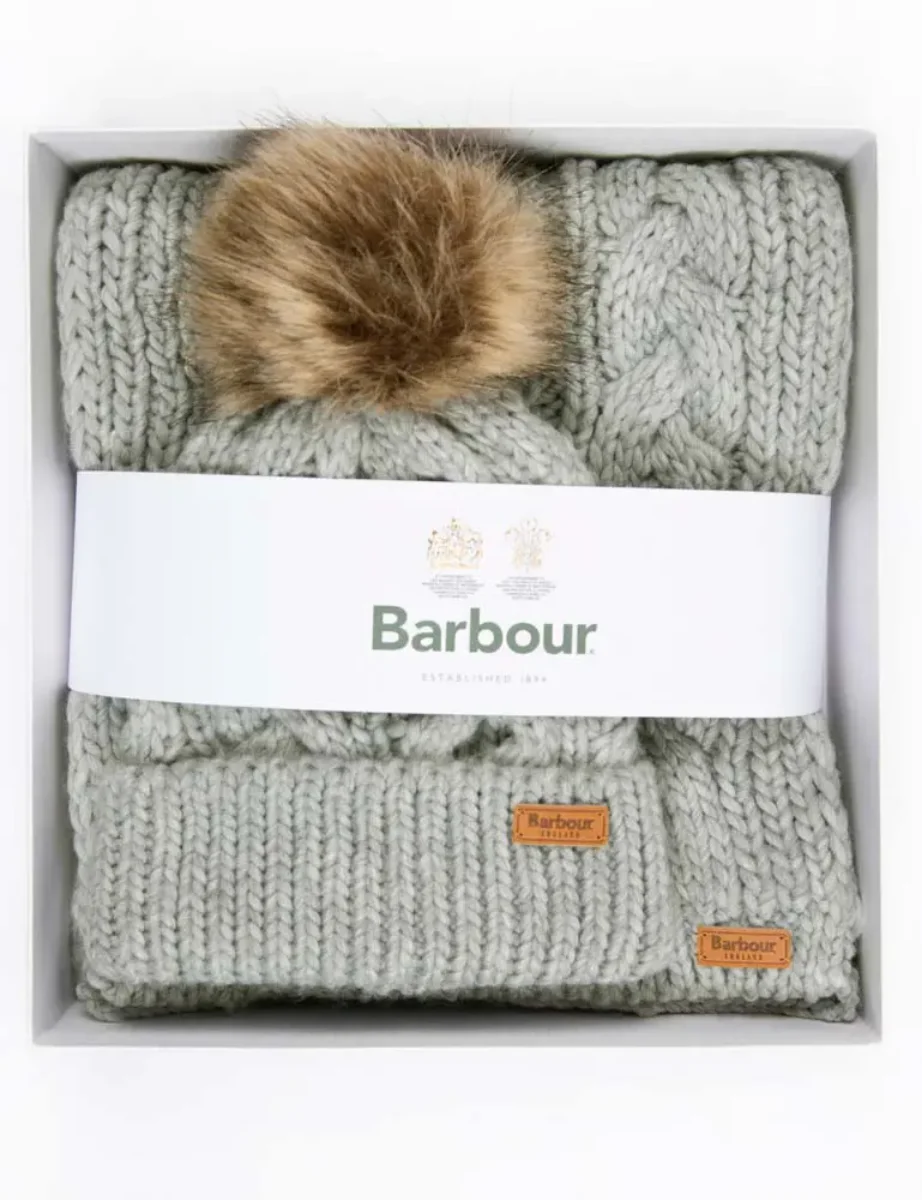 Barbour Women's Penshaw Hat and Scarf Set | Grey