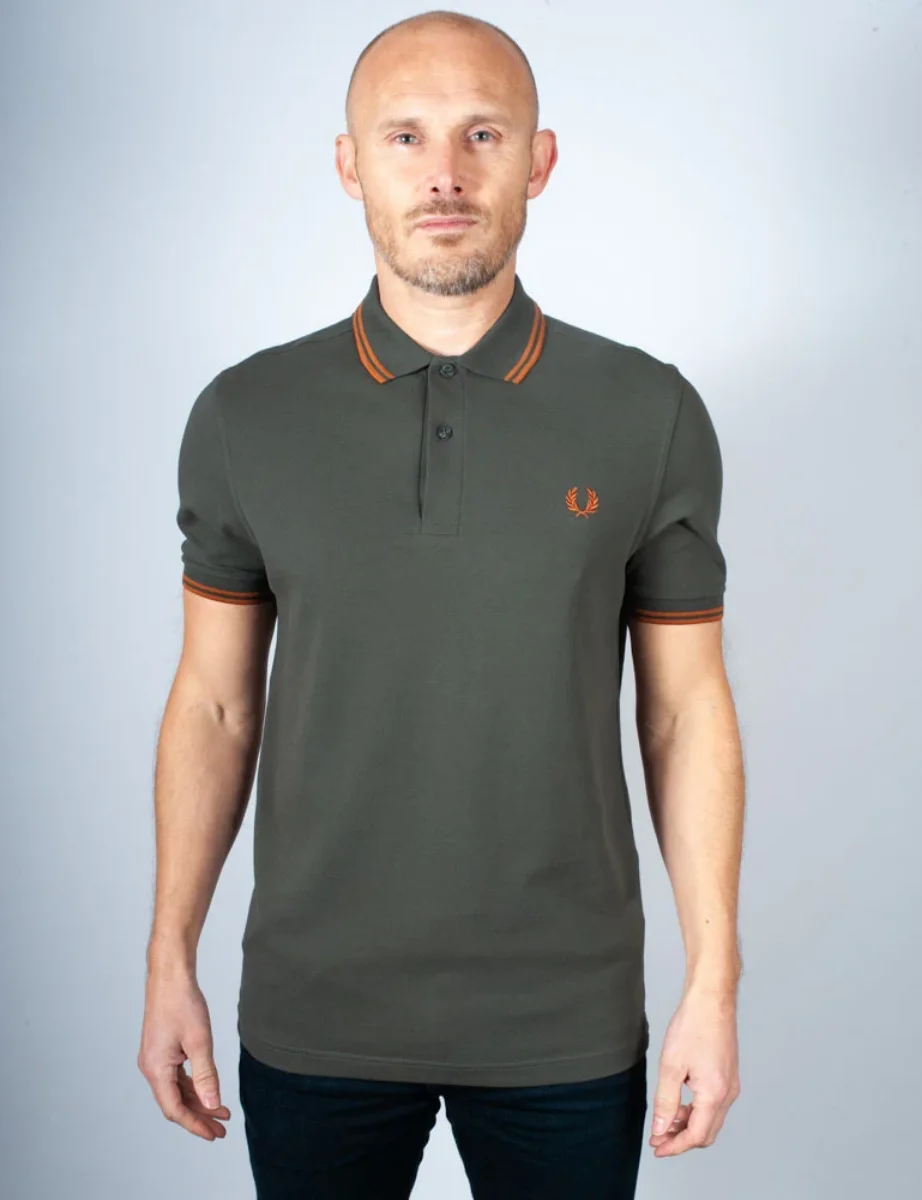 Fred Perry Twin Tipped Polo Shirt | Field Green / Nut Flake