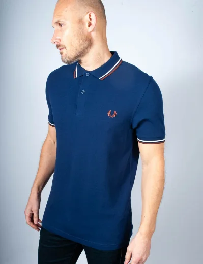Fred Perry Twin Tipped Polo Shirt | French Navy / Ecru / Whisky