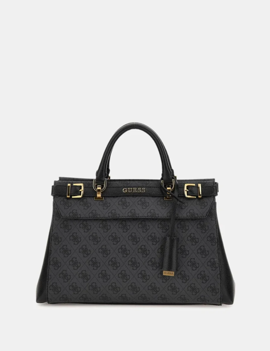 Guess Sestri 4G Logo Luxury Handbag | Coal