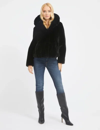 Guess New Sophy Faux Fur Jacket | Black