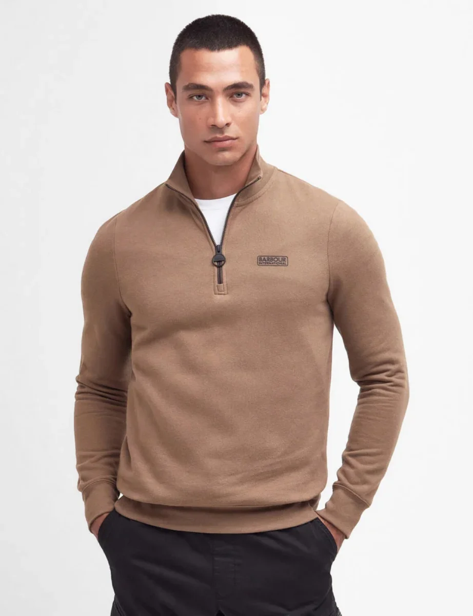 Barbour Intl Essential Half Zip Sweatshirt | Desert