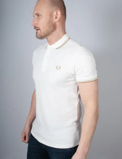 Fred Perry Twin Tipped Polo Shirt | Snow White / Oatmeal