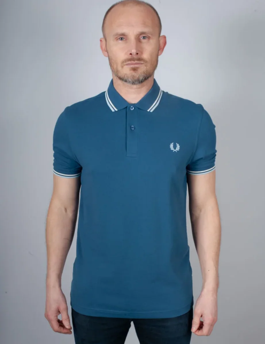 Fred Perry Twin Tipped Polo Shirt | Midnight Blue / Ecru / Light Ice