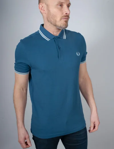 Fred Perry Twin Tipped Polo Shirt | Midnight Blue / Ecru / Light Ice