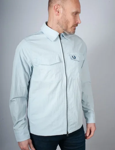 Fred Perry Zip-Through Overshirt | Light Ice