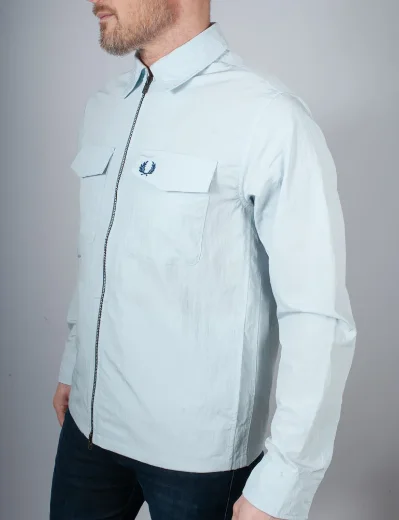 Fred Perry Zip-Through Overshirt | Light Ice