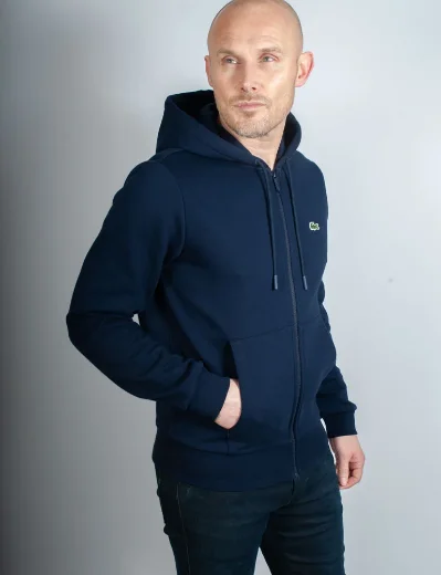 Lacoste Men's Full Zip Hooded Sweater | Navy