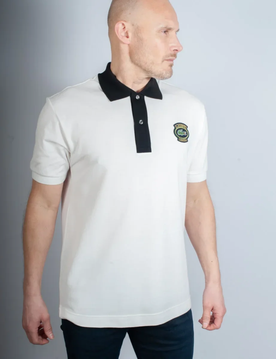 Lacoste Men's Paris Badge Pique Polo Shirt | Off White / Black