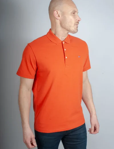 Napapijri Ealis Short Sleeve  Polo Shirt | Orange Burnt