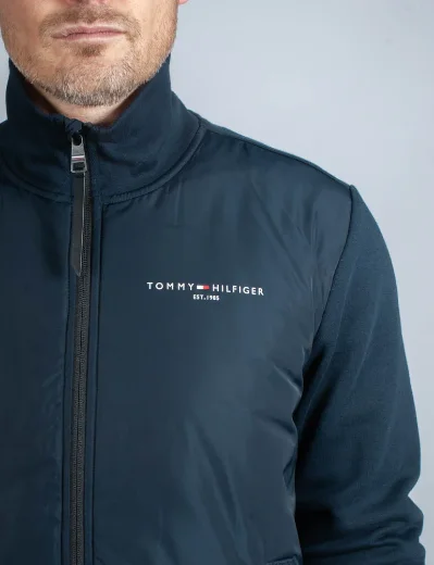 Tommy Hilfiger Mix Media Tommy Logo Zip-Through Sweatshirt | Navy