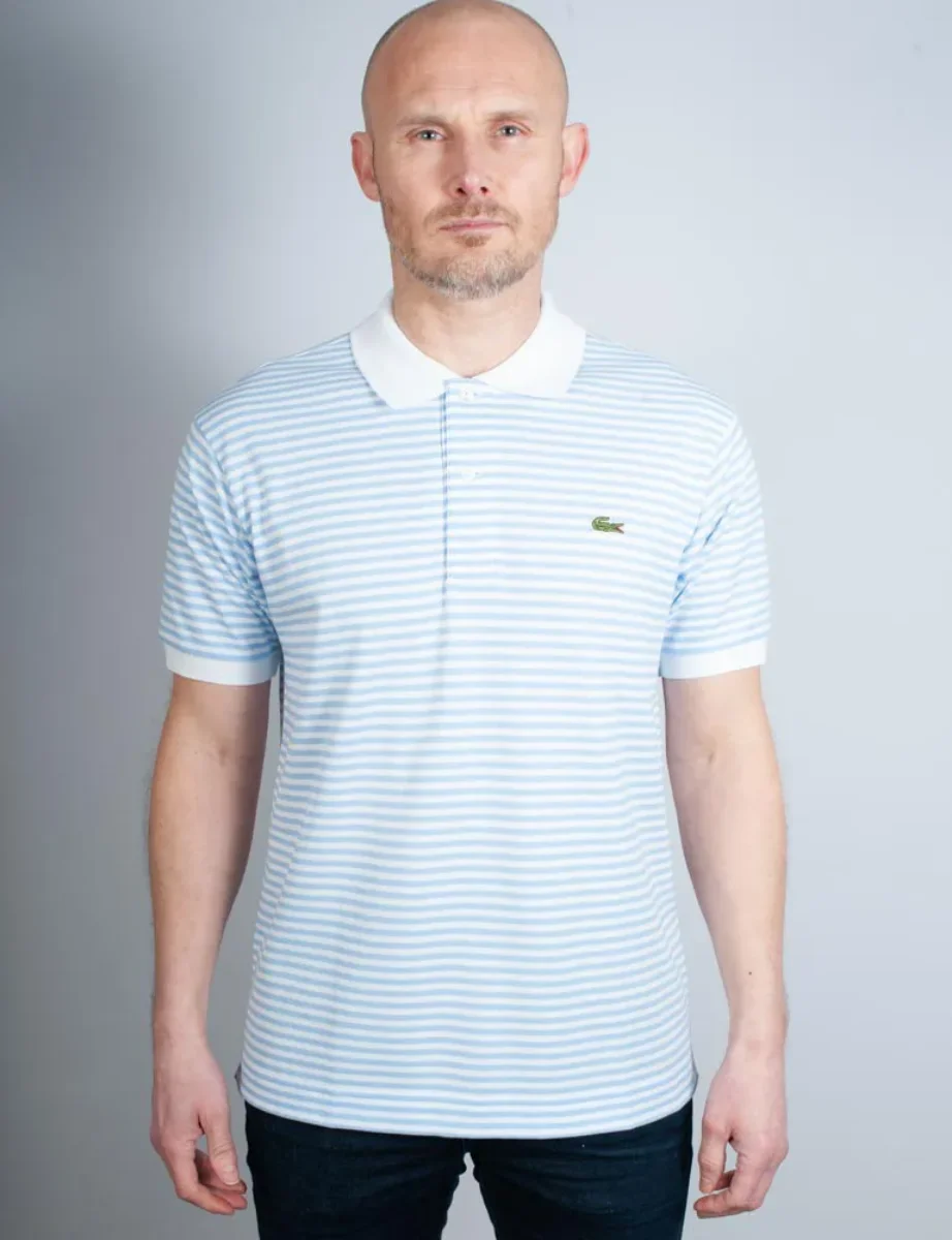 Lacoste Men's Classic Fit Striped Pique Polo Shirt | White / Blue