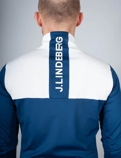 J.Lindeberg Banks Full Zip Sweatshirt | Estate Blue / White