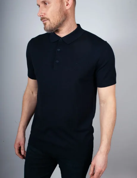 J.Lindeberg Ridge Rayon Silk Knitted Polo | Navy J.Lindeberg Ridge Rayon Silk Knitted Polo | Navy