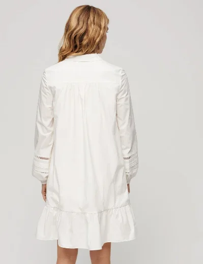 Superdry Women's Lace Mix Shirt Dress | Chalk White