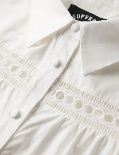 Superdry Women's Lace Mix Shirt Dress | Chalk White