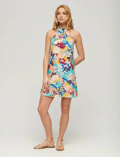 Superdry Sleeveless Printed Mini Dress | Aqua
