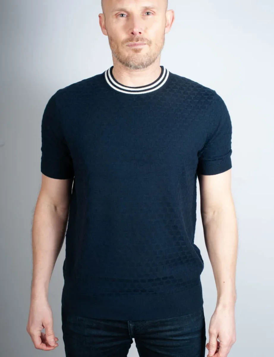 Ted Baker Hanam Crew Neck Knitted T-Shirt | Navy