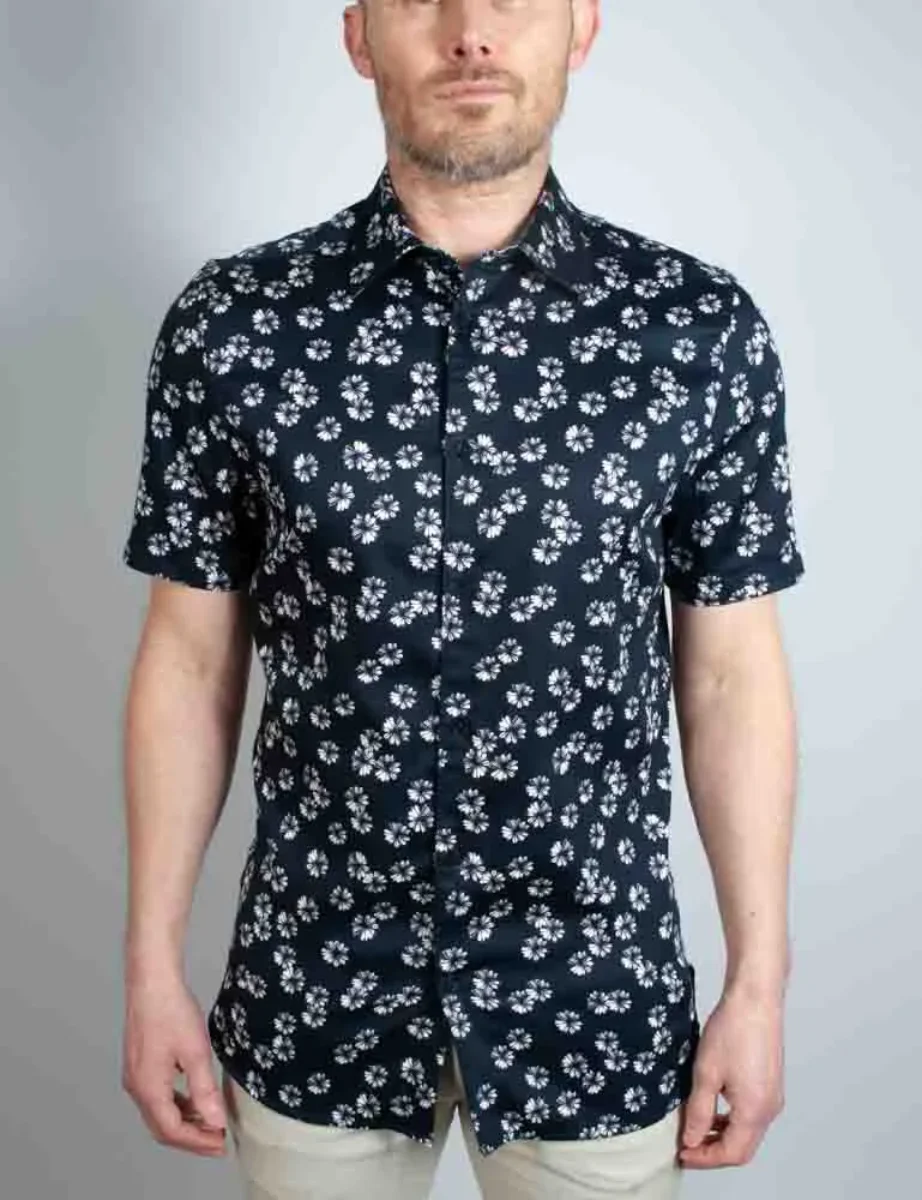 Ted Baker Alfanso Floral Short Sleeve Shirt | Navy