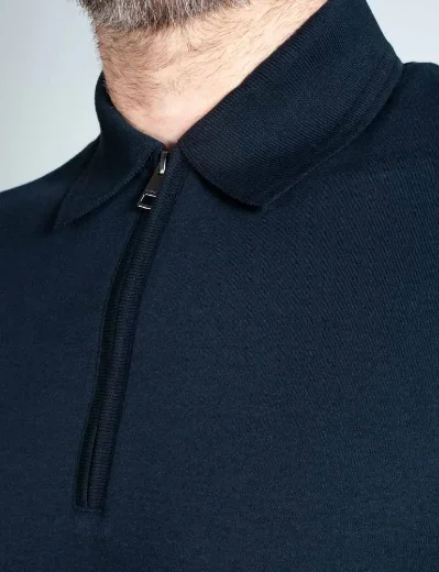 Tommy Hilfiger Zip Placket Slim Interlock Polo Shirt | Navy