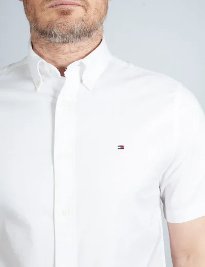 Tommy Hilfiger 1985 Flex Cotton Oxford Short Sleeve Shirt | White