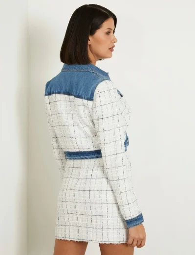 Guess Women's Natalie Tweed Jacket | White / Denim