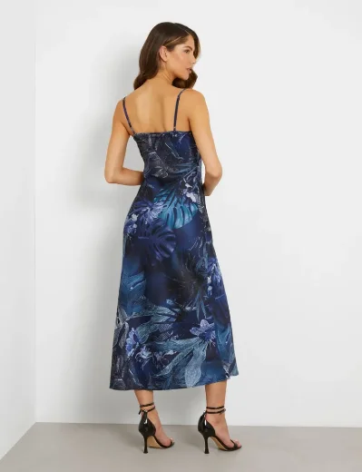 Guess Women's Akilina Satin Slip Dress | Blue Floral