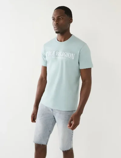 True Religion Pile Arch Logo T-Shirt | Dusty Blue