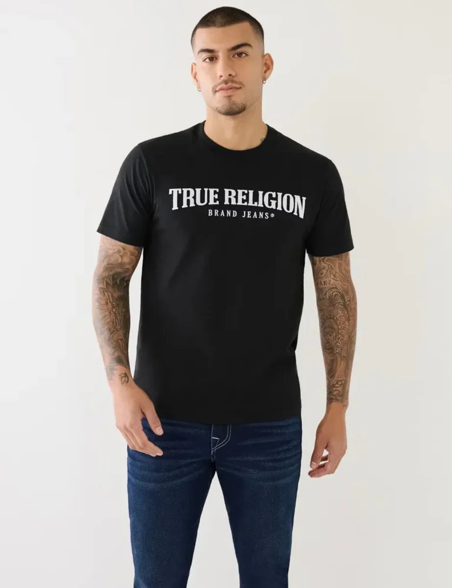 True Religion Pile Arch Logo T-Shirt | Black