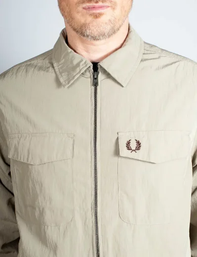 Fred Perry Zip-Through Overshirt | Warm Grey