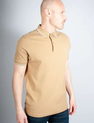 Fred Perry Twin Tipped Polo Shirt | Warm Stone / Oatmeal