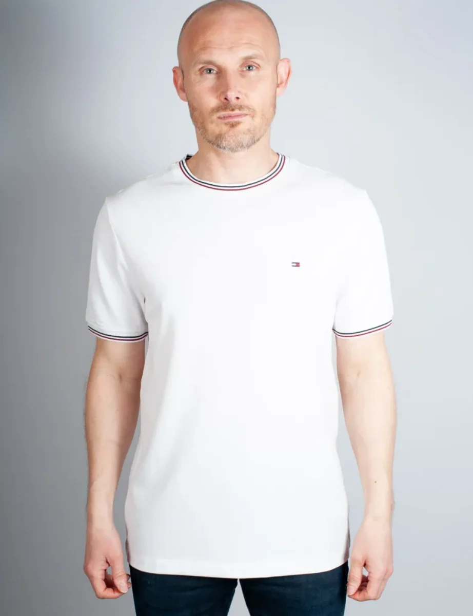 Tommy Hilfiger RWB Tipped Collar T-Shirt | White