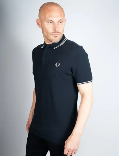 Fred Perry Twin Tipped Polo Shirt | Navy/Silver Blue