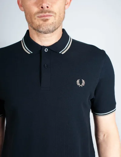 Fred Perry Twin Tipped Polo Shirt | Navy/Silver Blue