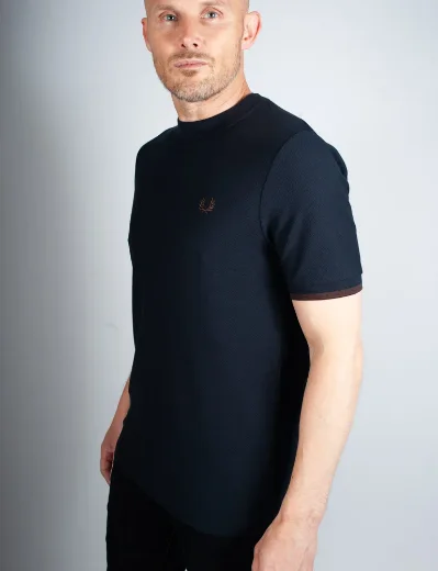 Fred Perry Tipped Cuff Pique T-Shirt | Navy