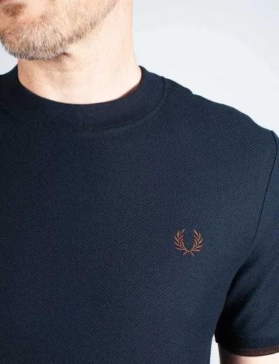 Fred Perry Tipped Cuff Pique T-Shirt | Navy