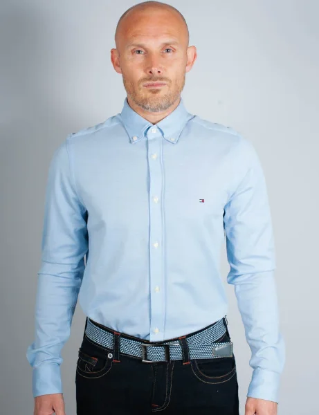 Tommy Hilfiger 1985 Collection Knitted Slim Fit Shirt | Vessel Blue Tommy Hilfiger 1985 Collection Knitted Slim Fit Shirt | Vessel Blue