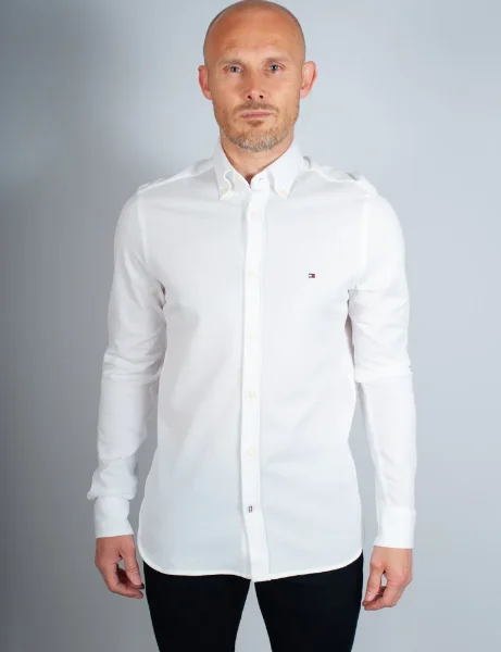 Tommy Hilfiger 1985 Collection Knitted Slim Fit Shirt | White Tommy Hilfiger 1985 Collection Knitted Slim Fit Shirt | White