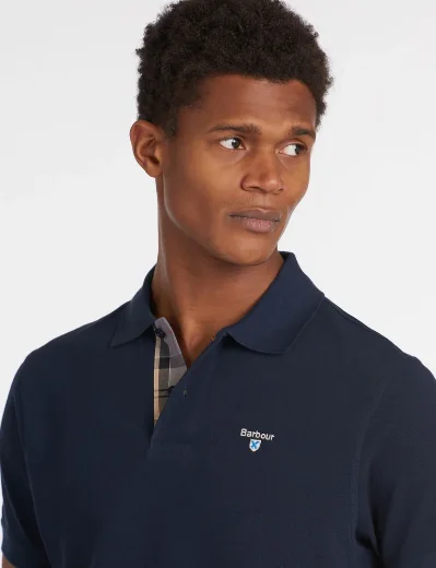 Barbour Tartan Pique Polo Shirt | New Navy