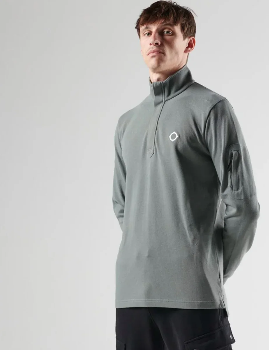 Ma.Strum LS Funnel Neck Polo | Sedona Grey